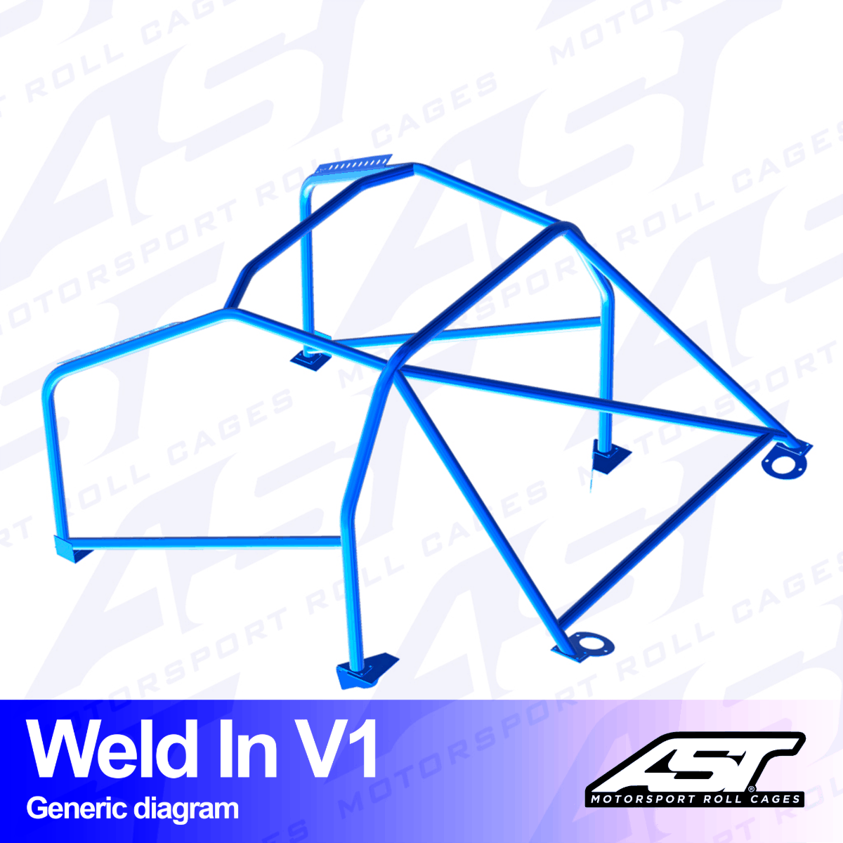 AST Rollcages V1 Weld-In 8-Point Roll Cage for VW Golf 4 3-Door, 4WD