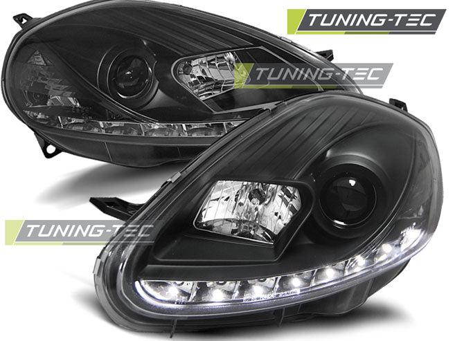 Coppia di Fari Anteriori per Fiat GRANDE PUNTO 2005-2008 LED NERI BLACK