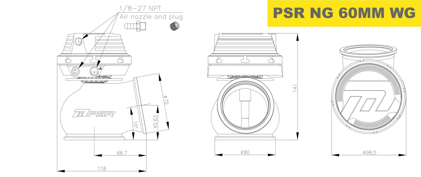 Pulsar PSR Wastegate esterna 60mm V-Band con molle