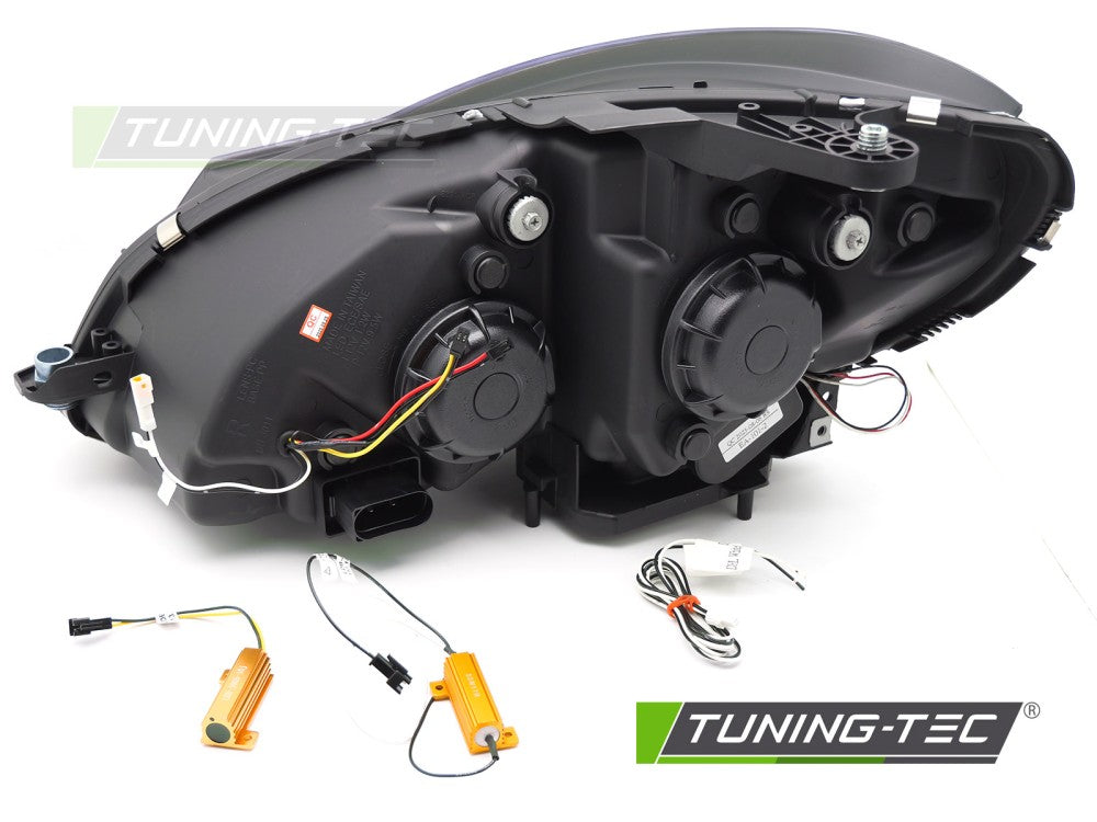 COPPIA FANALI FARI ANTERIORI TUBELIGHT LED CROMATI DRL MERCEDES W204 2011 - 2014