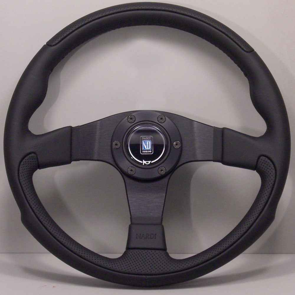 Nardi Leader Steering Wheel, Black Leather, Black Spokes, Ã35 cm