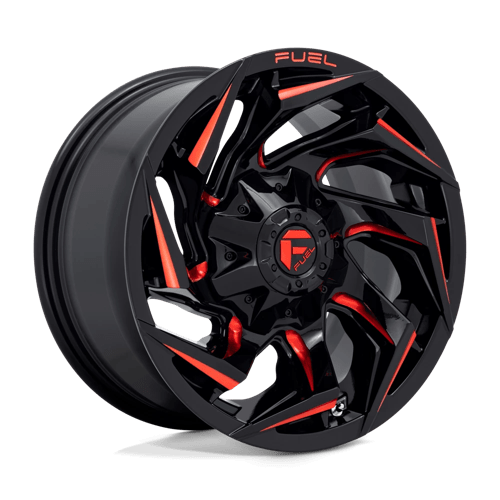 Fuel D755 Reaction 22x12" 6x135/139.7 ET-44, Gloss Black Milled, Red Tint