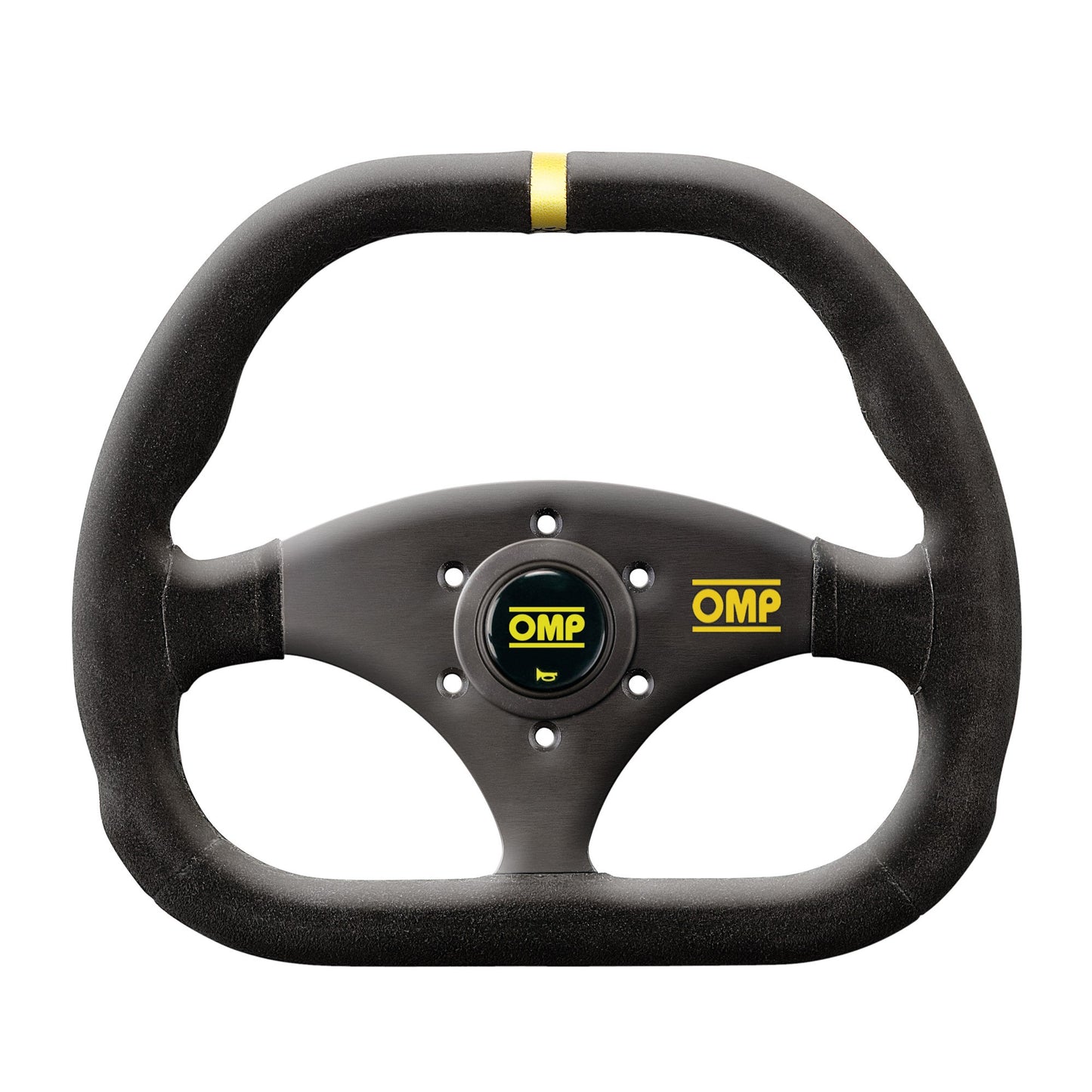 OMP Kubic Steering Wheel (Flat), Black Suede, Black Spokes