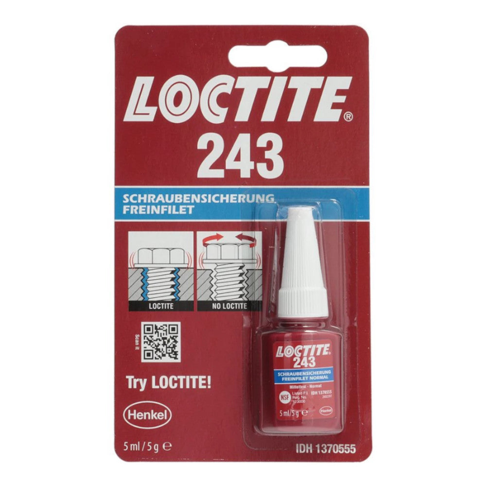 Loctite 243 Medium Strength Threadlocker (Blue, 5 ml)