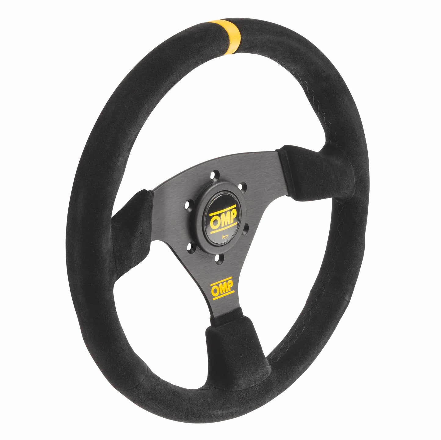 OMP Targa Steering Wheel (Flat), Black Suede, Black Spokes