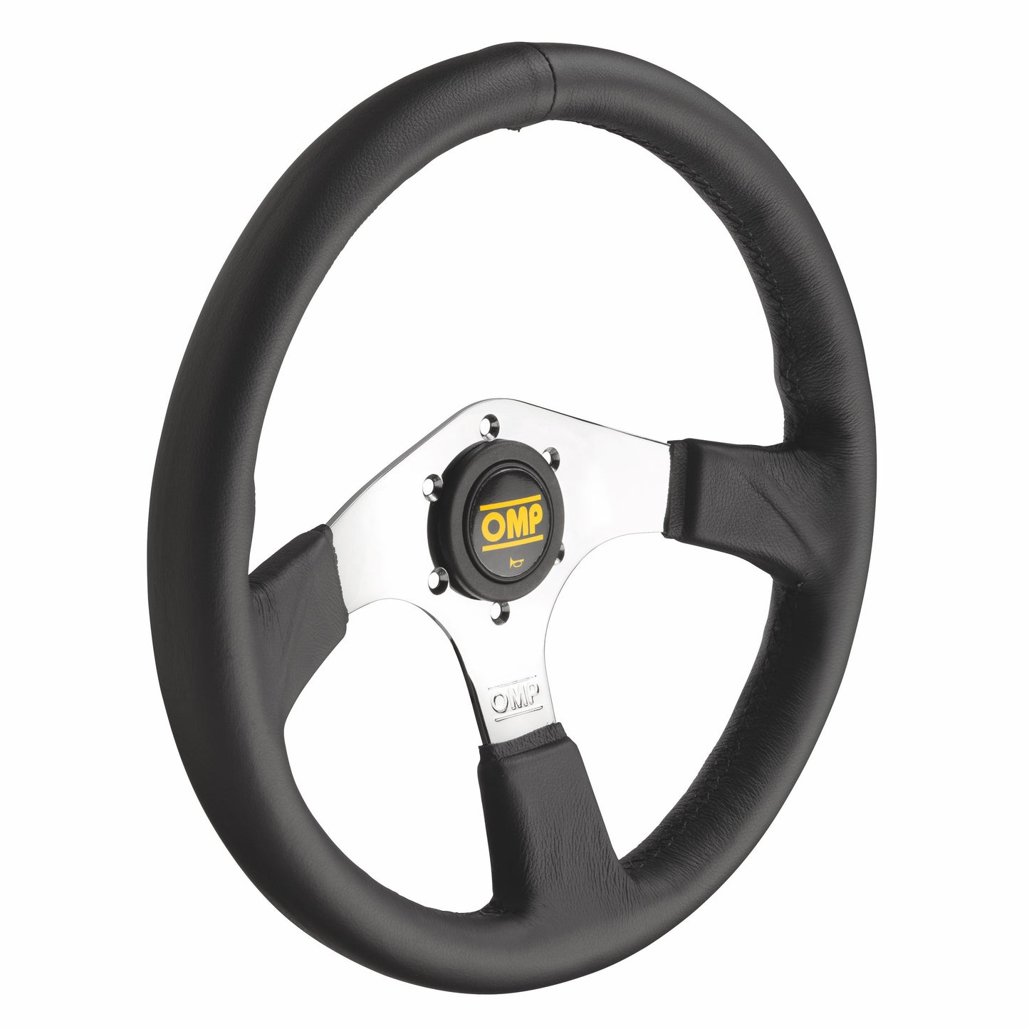 OMP Asso Steering Wheel (Flat), Black Suede, Chrome Spokes