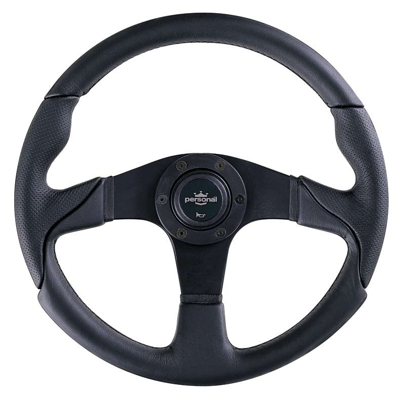 Personal Thunder Steering Wheel - 350 mm - Black Leather, Black Spokes