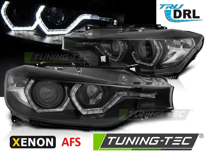FARI ANTERIORI NERI CON ANGEL EYES PER BMW SERIE 3 F30 F31 (2011–2015) XENON AFS