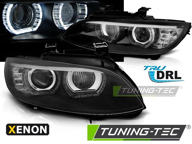 FARI ANTERIORI LED ANGEL EYES XENO NERO PER BMW E92 05-10 COUPE SERIE 3