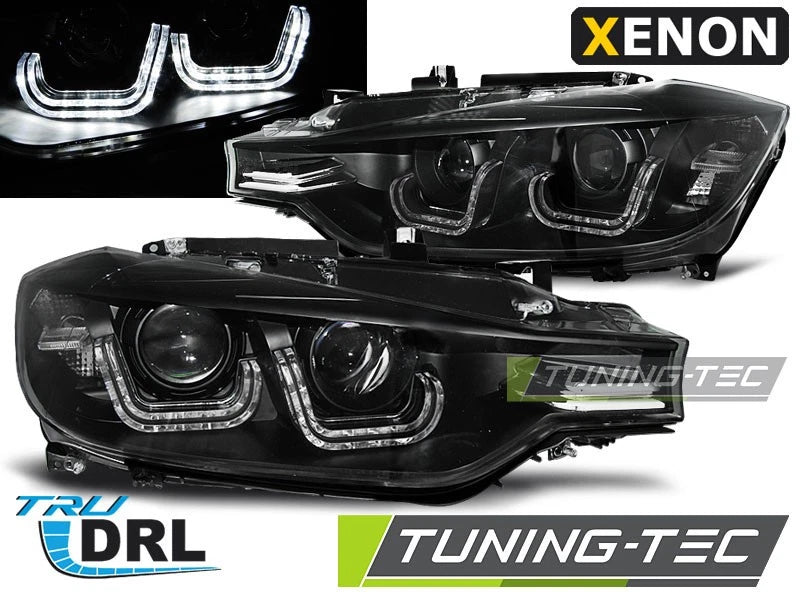 FARI ANTERIORI NERI CON ANGEL EYES PER BMW SERIE 3 F30 (2011–2015) XENON