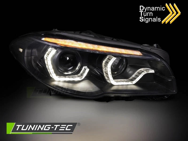 COPPIA FANALI FARI XENON 3D ANGEL EYES LED DRL BMW F10 F11 2010 2013 CON AFS