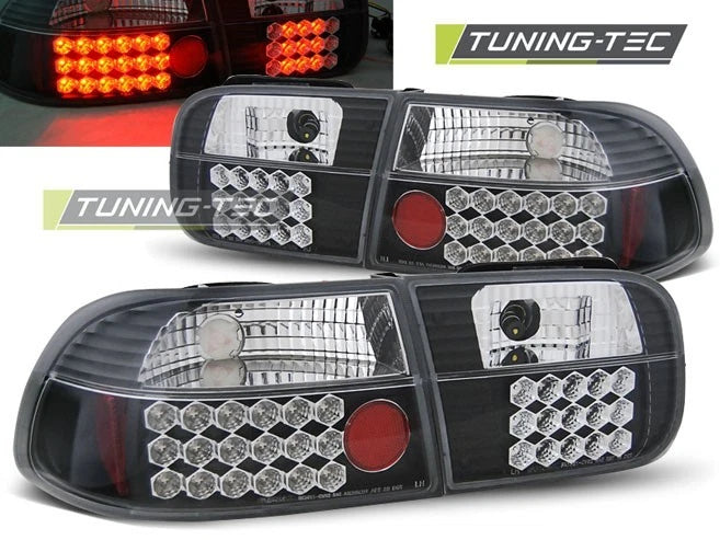 FARI FANALI POSTERIORI LED 3D NERO HONDA CIVIC 09/91-08/95