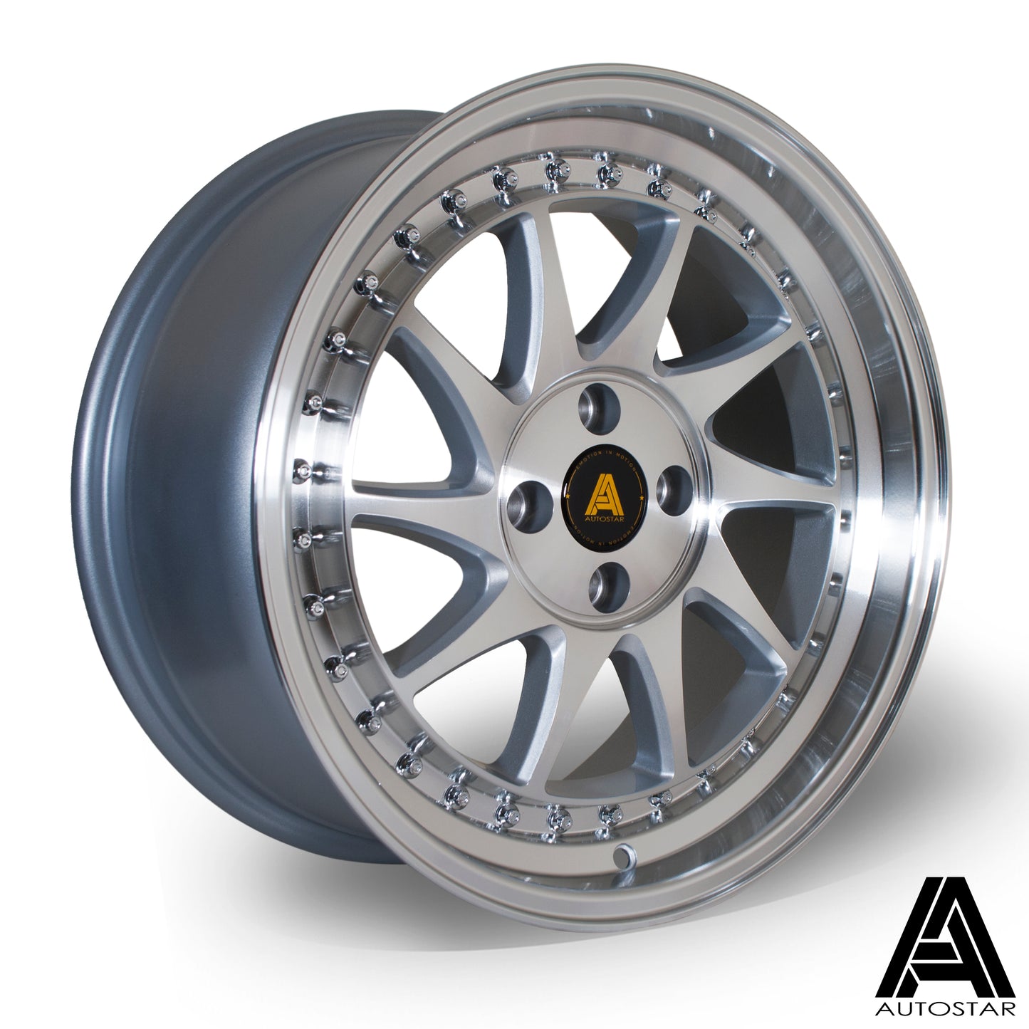 Autostar Vader 17x8" 4x100 ET35, Silver, Polish Face