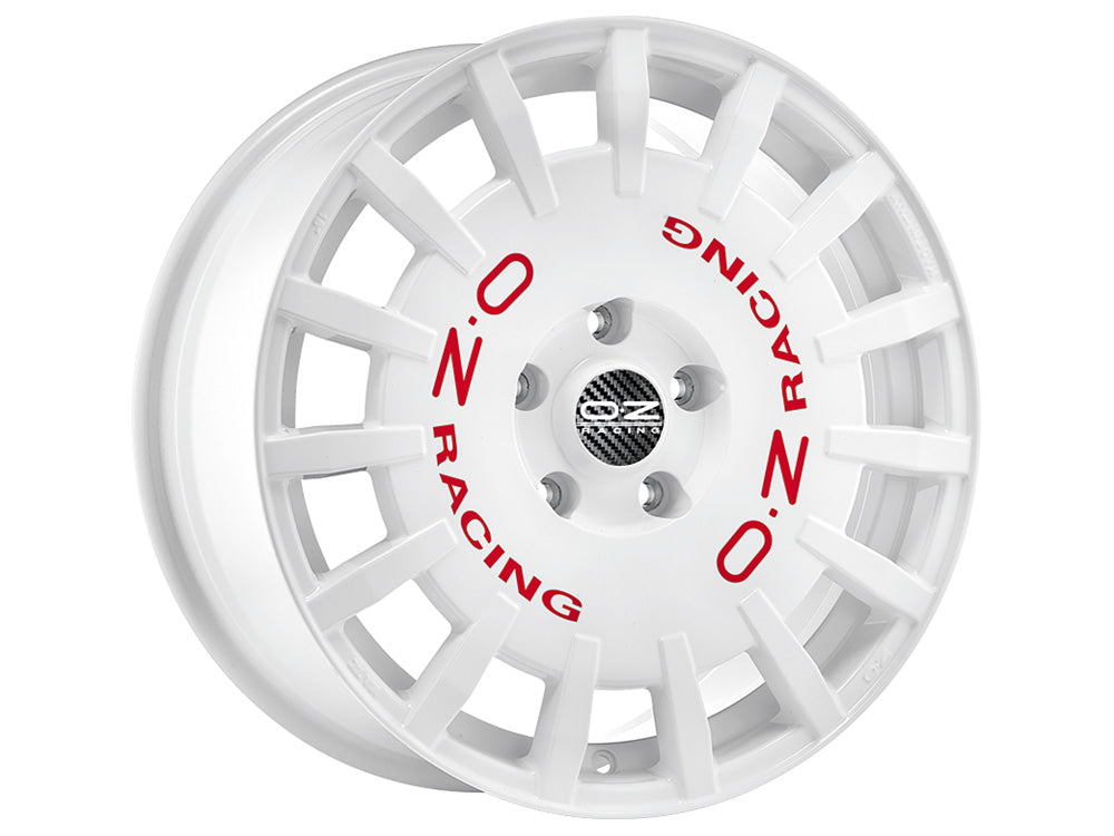 OZ Rally Racing 17x7" 4x108 ET18, White, Red Lettering
