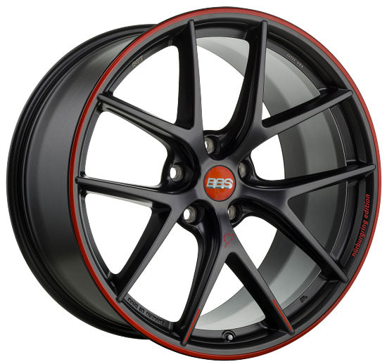 BBS CI-R 19x8.5" 5x112 ET45 NÃ¼rburgring Edition, Flat Black / Red Lip