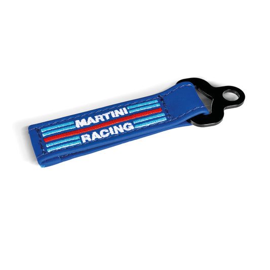 Sparco Martini Racing Leather Keychain - Light Blue