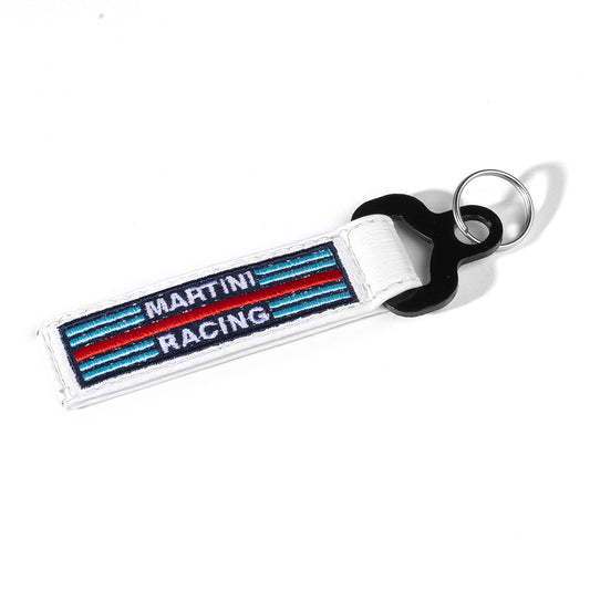 Sparco Martini Racing Leather Keychain - White