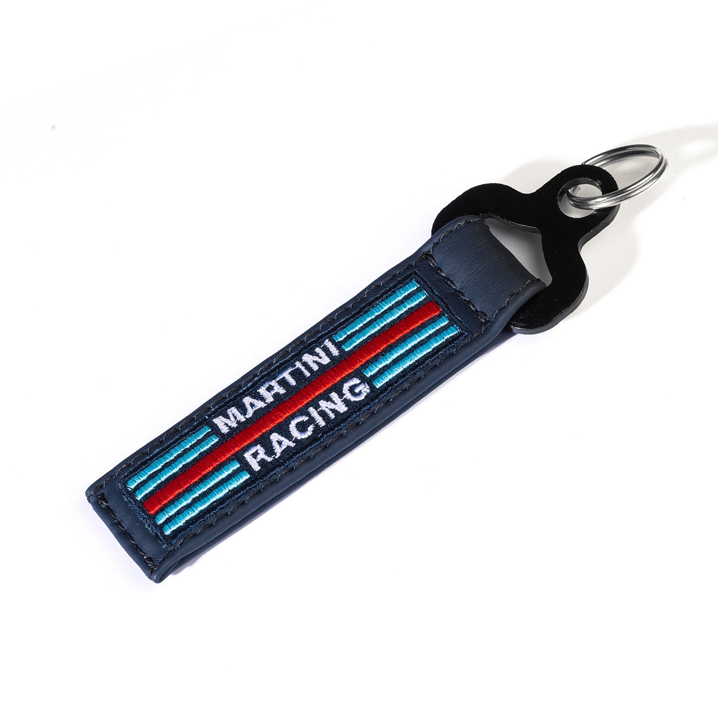 Sparco Martini Racing Leather Keychain - Navy Blue