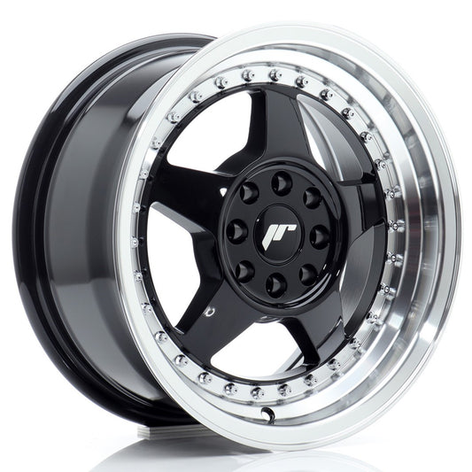 Japan Racing JR-6 15x7" 4x100/108 ET25, Gloss Black, Machined Lip