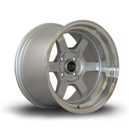 Rota Grid V 15x9" 4x100 ET0, Silver, Polished Lip