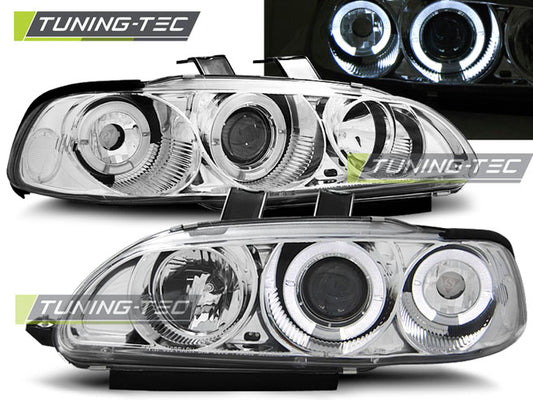 coppia FARI FANALI ANTERIORI ANGEL EYES CROMO PER HONDA CIVIC 91-95
