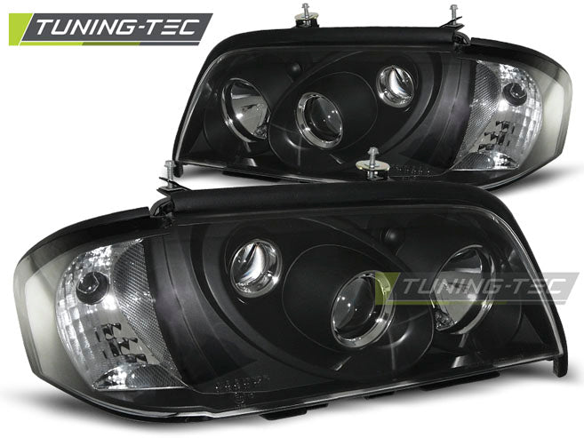 Coppia di Fari Anteriori per Mercedes W202 Classe C 1993 - 2000 NERO BLACK