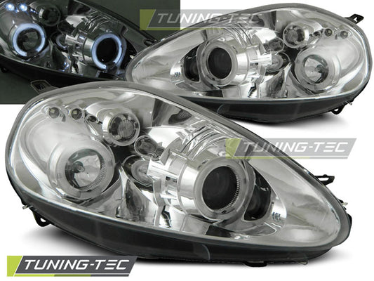 Coppia di Fari Anteriori per Fiat GRANDE PUNTO 2005-2008 Angel Eyes NERO O CROMATI