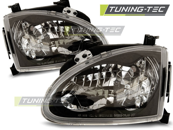 COPPIA FARI ANTERIORI HONDA CRX DEL SOL COUPE 1992 1993 1994 1995 1996 1997 Nero