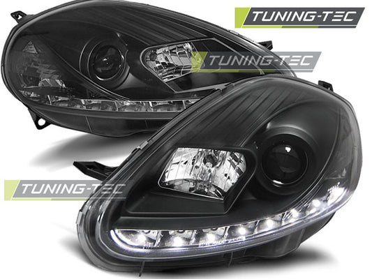 Coppia di Fari Anteriori per Fiat GRANDE PUNTO 2005-2008 LED NERI BLACK