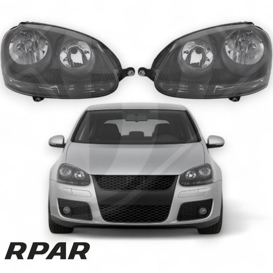 Coppia di Fari Anteriori FONDO NERO TUNING VW GOLF 5 V 2003-2009 Neri