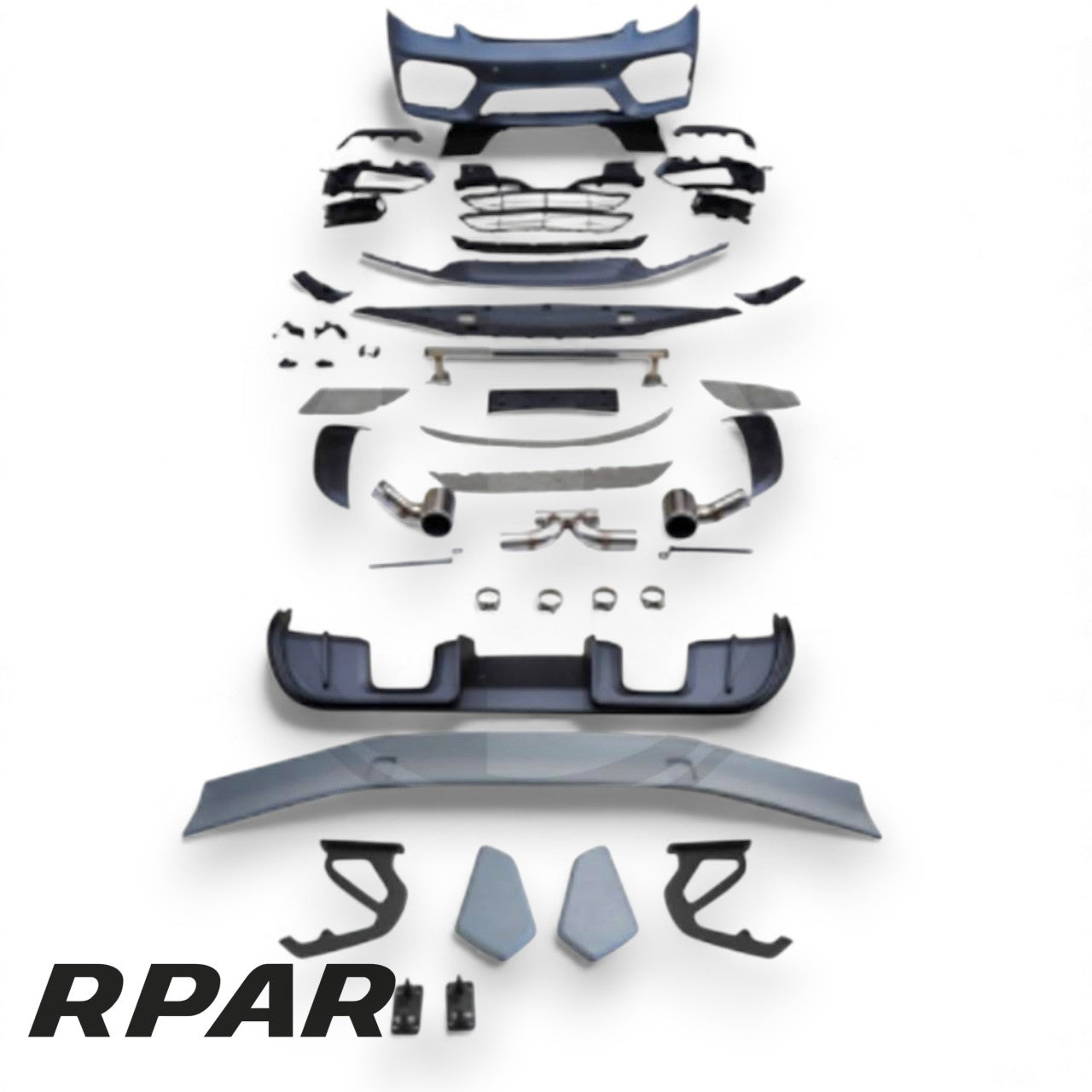 kit paraurti anteriore + diffusore posteriore + finali di scarico + spoiler posteriore PORSCHE CAYMAN 718 17-23 style gt4 rs