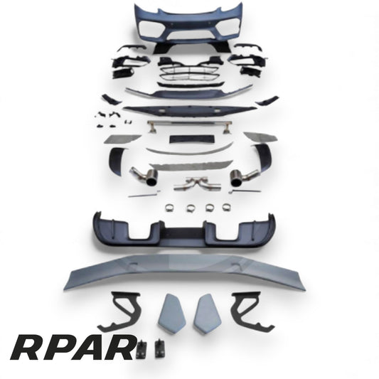 kit paraurti anteriore + diffusore posteriore + finali di scarico + spoiler posteriore PORSCHE CAYMAN 718 17-23 style gt4 rs