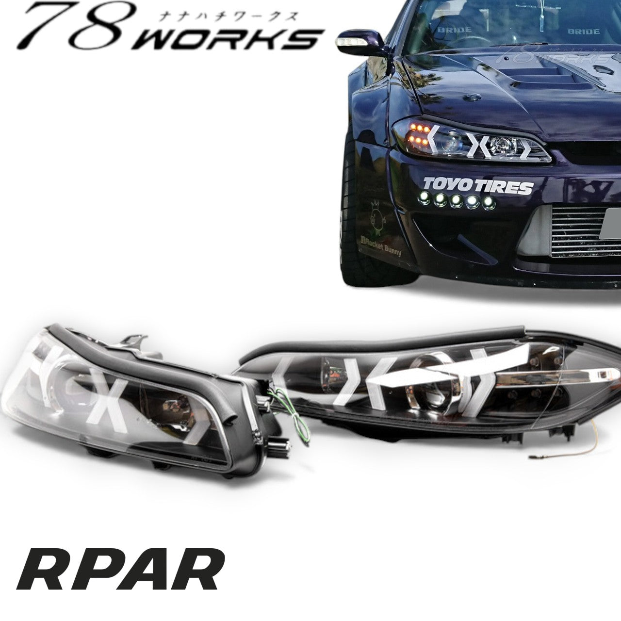 COPPIA FARI FANALI ANTERIORI ANGEL EYES NISSAN SILVIA S15 200SX Navan 78Works