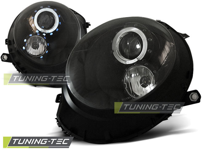 Coppia Fari Anteriori Mini COOPER R55 R56 R57 R58 R59 2006-2014 Angel Eyes Nero