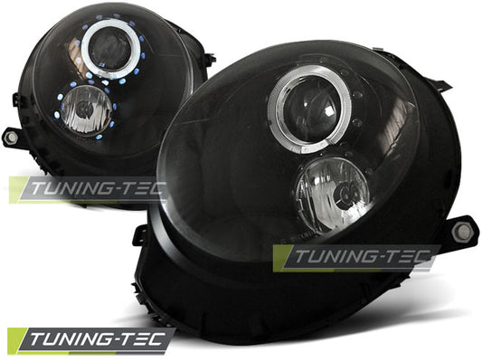 Coppia Fari Anteriori Mini COOPER R55 R56 R57 R58 R59 2006-2014 Angel Eyes Nero