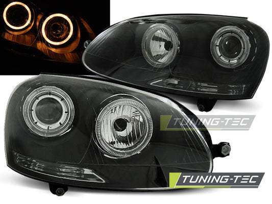 Coppia di Fari Anteriori ANGEL EYES VW GOLF 5 V 2003-2009 Neri