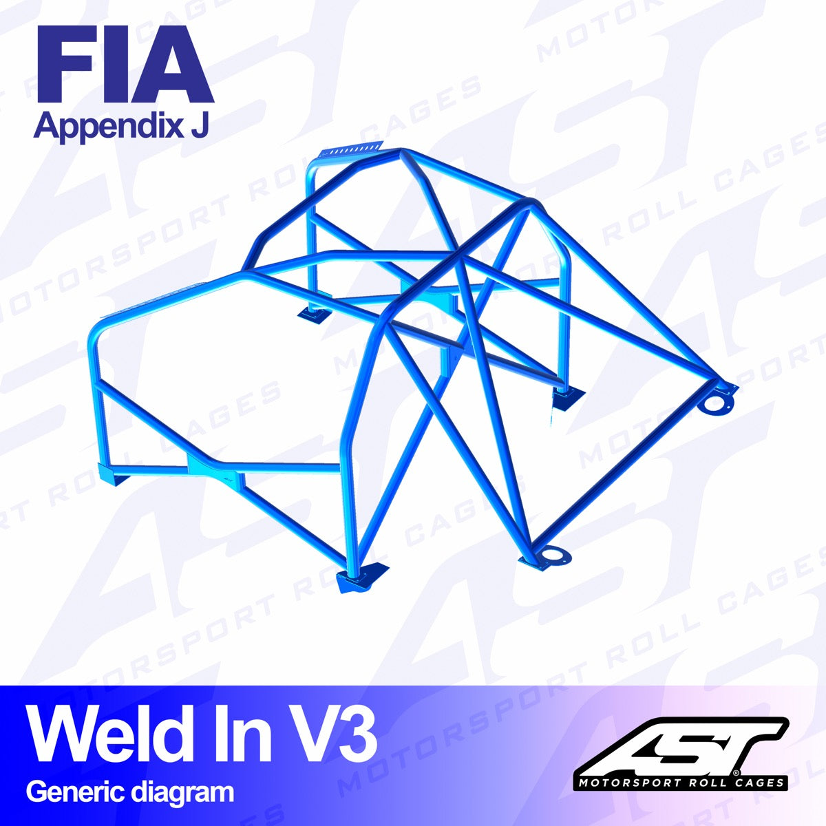 AST Rollcages V3 Weld-In 8-Point Roll Cage for Toyota Yaris XP10 - 3-Door - FIA