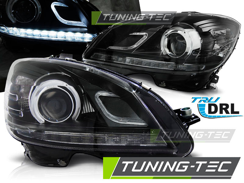 COPPIA Fari Fanali Anteriori Mercedes Classe C W204 07-10 Led Dayline Tube Light