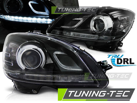 COPPIA Fari Fanali Anteriori Mercedes Classe C W204 07-10 Led Dayline Tube Light