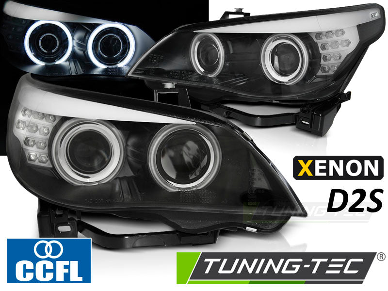 Coppia Fari Anteriori XENON D2S per BMW Serie 5 E60 E61 Angel Eyes