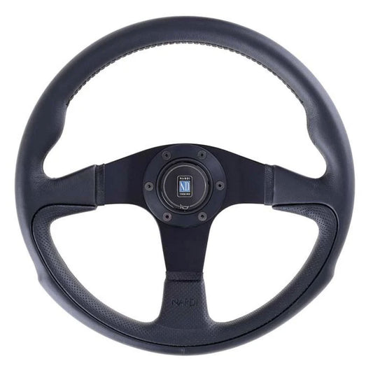 Nardi Challenge Steering Wheel, Black Leather, Black Spokes, Black Stitching, 45 mm Dish, Ã35 cm