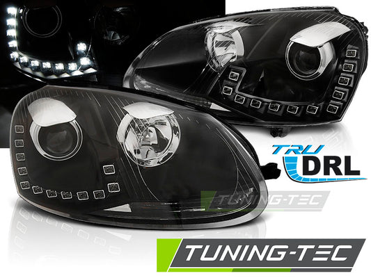 Coppia di Fari Anteriori LED DRL VW GOLF 5 V 2003-2009 Neri