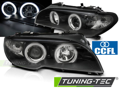 FARI ANGEL EYES CCFL NERI adatti per BMW E46 2003 - 2006 COUPE CABRIO