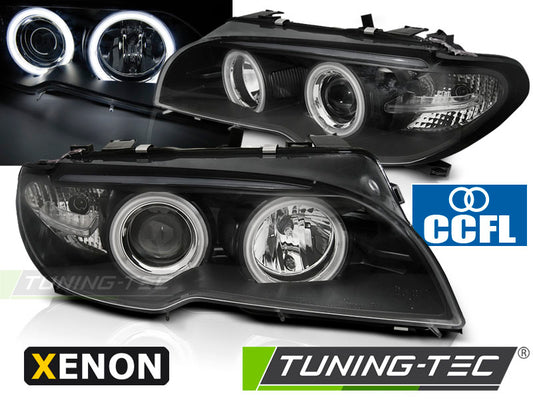 FARI ANGEL EYES CCFL NERI adatti per BMW E46 2003 - 2006 COUPE CABRIO XENON