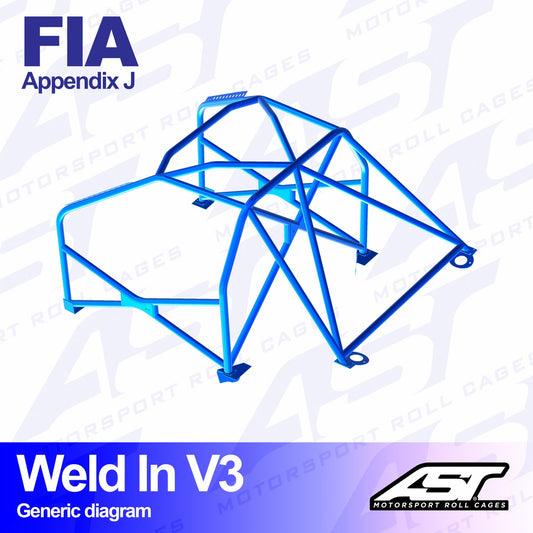 AST Rollcages V3 Weld-In 8-Point Roll Cage for Opel Calibra Coupe, 4WD - FIA