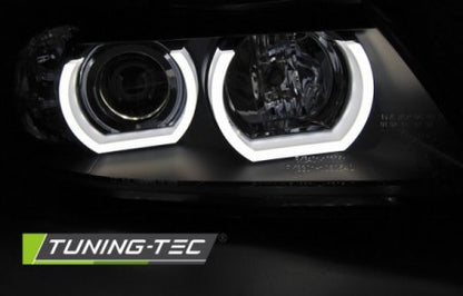 3D Angel Eyes Coppia di Fari Lenticolari per BMW E90 E91 2005-2008 Neri D1S Xenon