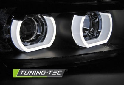 3D Angel Eyes Coppia di Fari Lenticolari per BMW E90 E91 2005-2008 Neri D1S Xenon