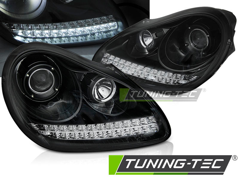 COPPIA FARI ANTERIORI DAYLIGHT CHROME HID PER PORSCHE CAYENNE 2002-2006