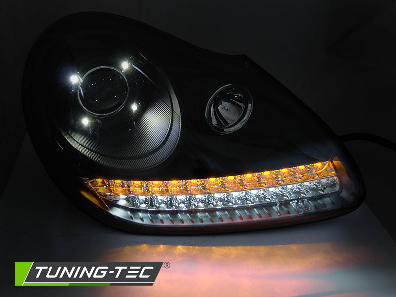 COPPIA FARI ANTERIORI DAYLIGHT CHROME HID PER PORSCHE CAYENNE 2002-2006