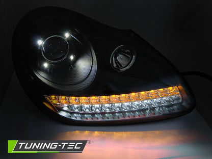 COPPIA FARI ANTERIORI DAYLIGHT CHROME HID PER PORSCHE CAYENNE 2002-2006